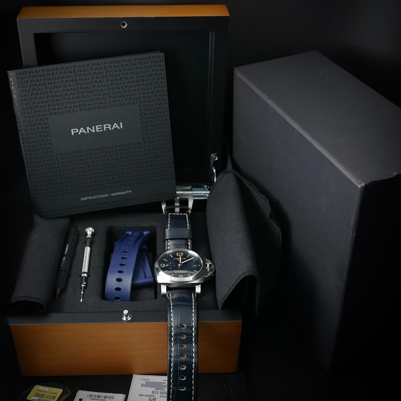 Panerai Luminor GMT - PAM01033 Blue Dial 44mm, Box & Docs -Two Straps, Excellent