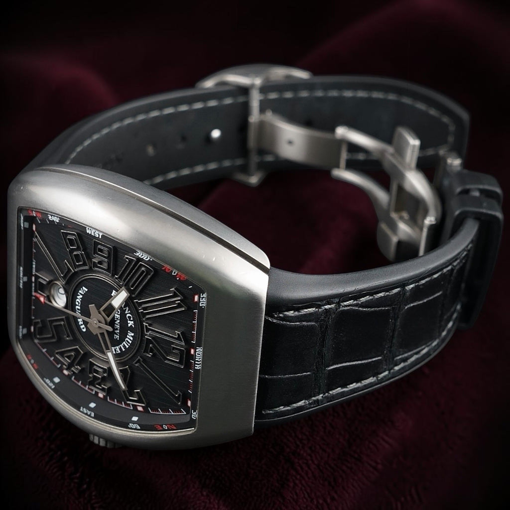 Franck Muller Vanguard V45 Titanium Black Dial Automatic Mens Watch Box Papers