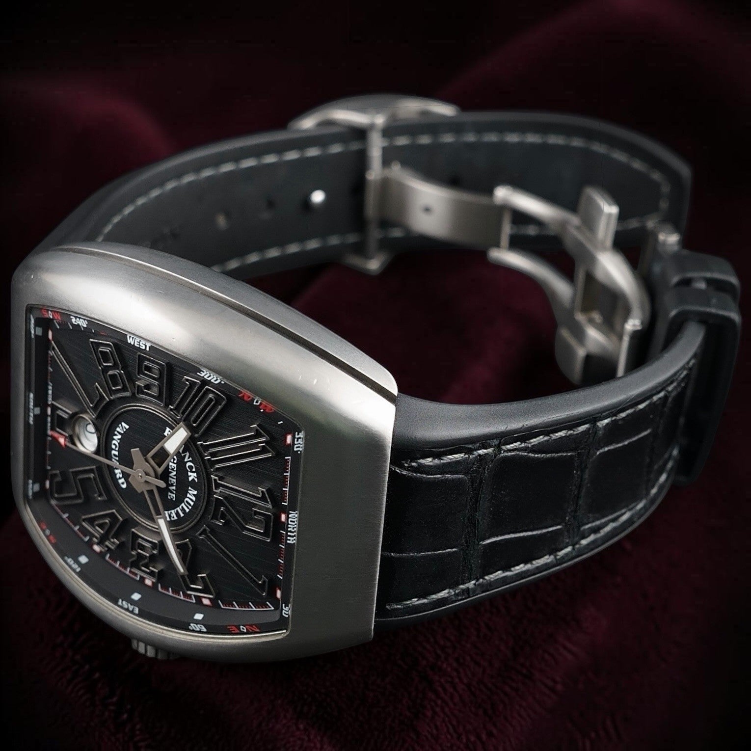 Franck Muller Vanguard V45 Titanium Black Dial Automatic Mens Watch Box Papers