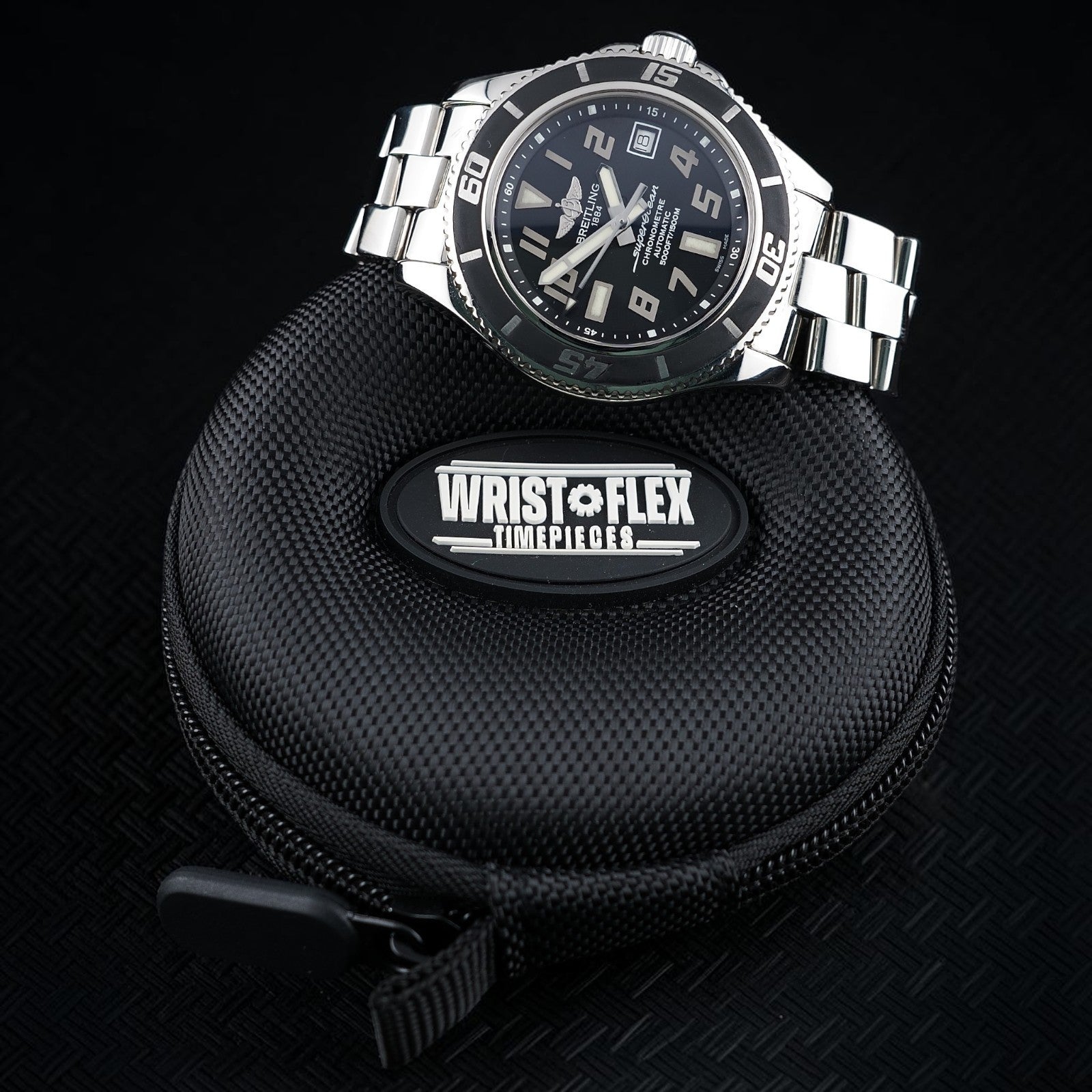 Breitling Superocean A17364 - Black 42mm - Steel Bracelet, Full Set, Extra Strap