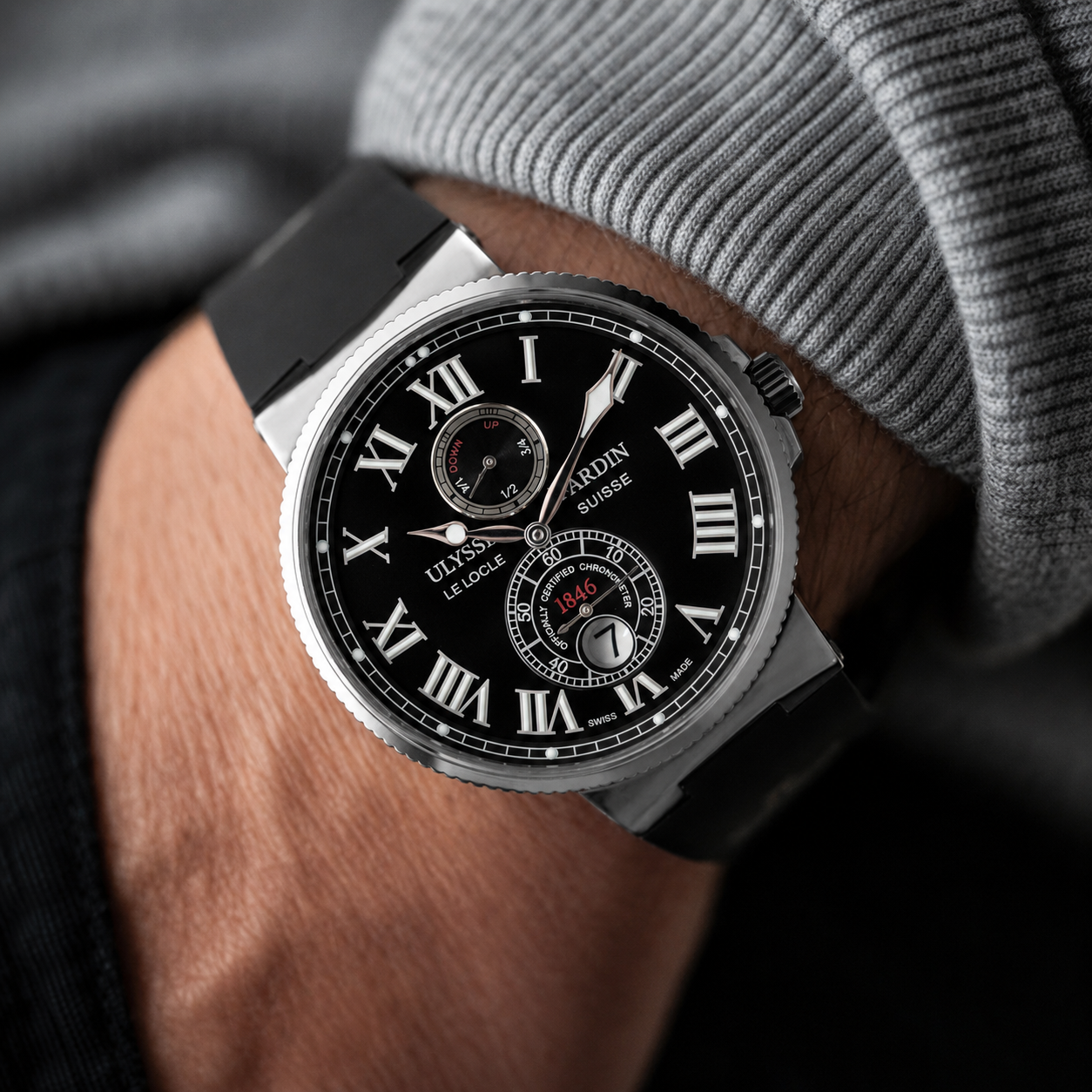 Ulysse Nardin Marine Maxi Chronometer Stainless Steel Black Dial 43mm 263-67