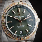 Breitling Chronomat 36 South Sea Two-Tone Gold Green Diamond Gem Bezel U10380