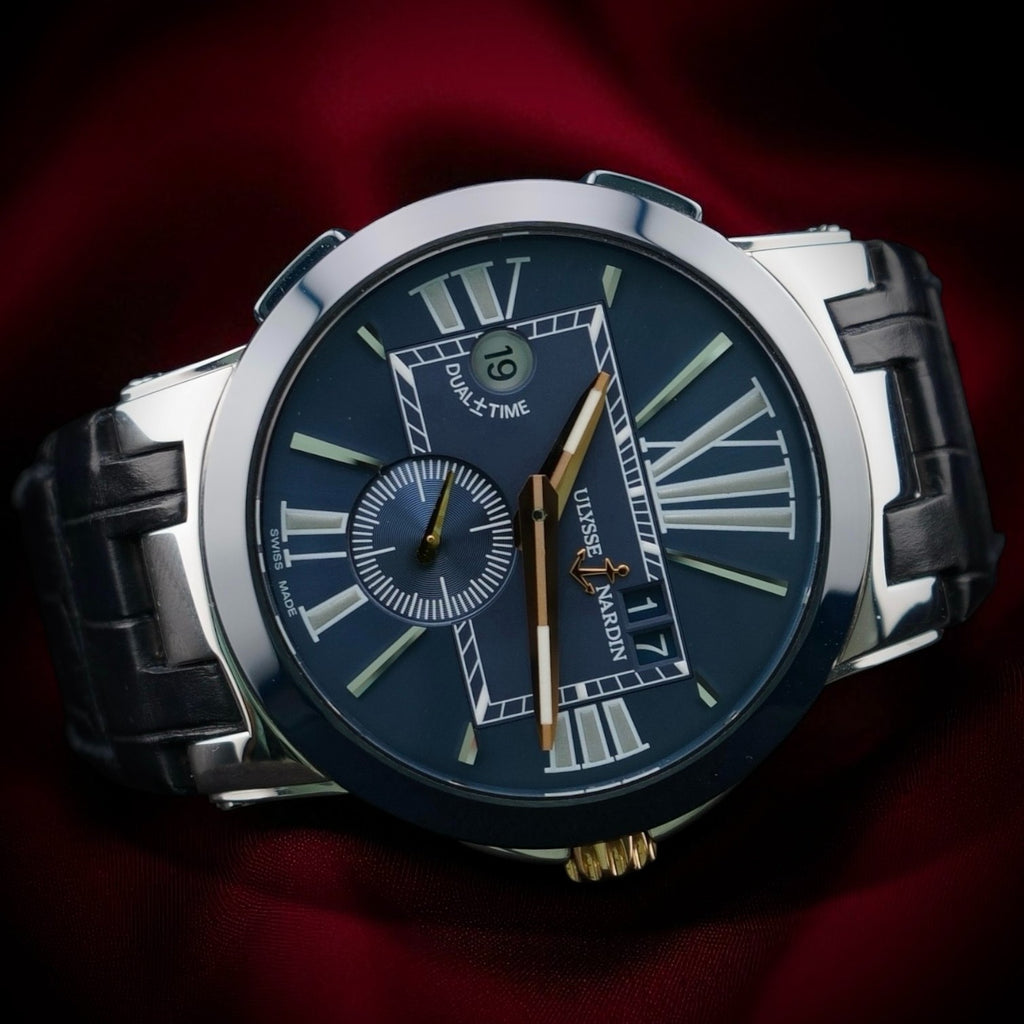 Ulysse Nardin 243-00/42 Executive Dual Time Stainless Steel / Blue Ceramic Bezel
