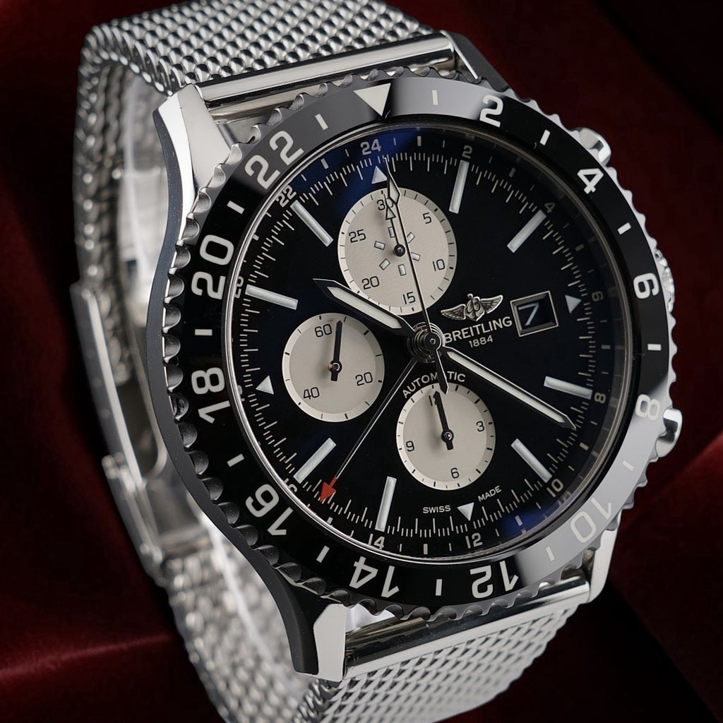 Breitling Chronoliner Y24310 GMT Chrono Reverse Panda Pilot Watch 46mm -Bracelet