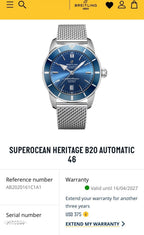 Breitling Superocean AB2020 BLUE 46mm Steel Bracelet, WARRANTY & Box & Docs