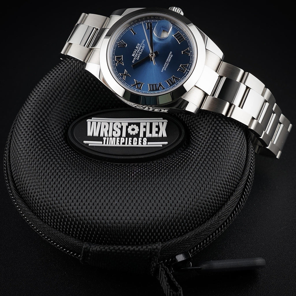 Rolex Datejust 41  126300 Blue Roman Dial Smooth Bezel Oystersteel Box Card 2021