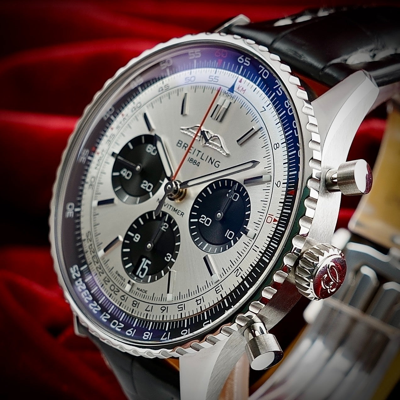 Breitling Navitimer AB0138 43mm Silver Dial -FULL SET- Bracelet & Strap WARRANTY