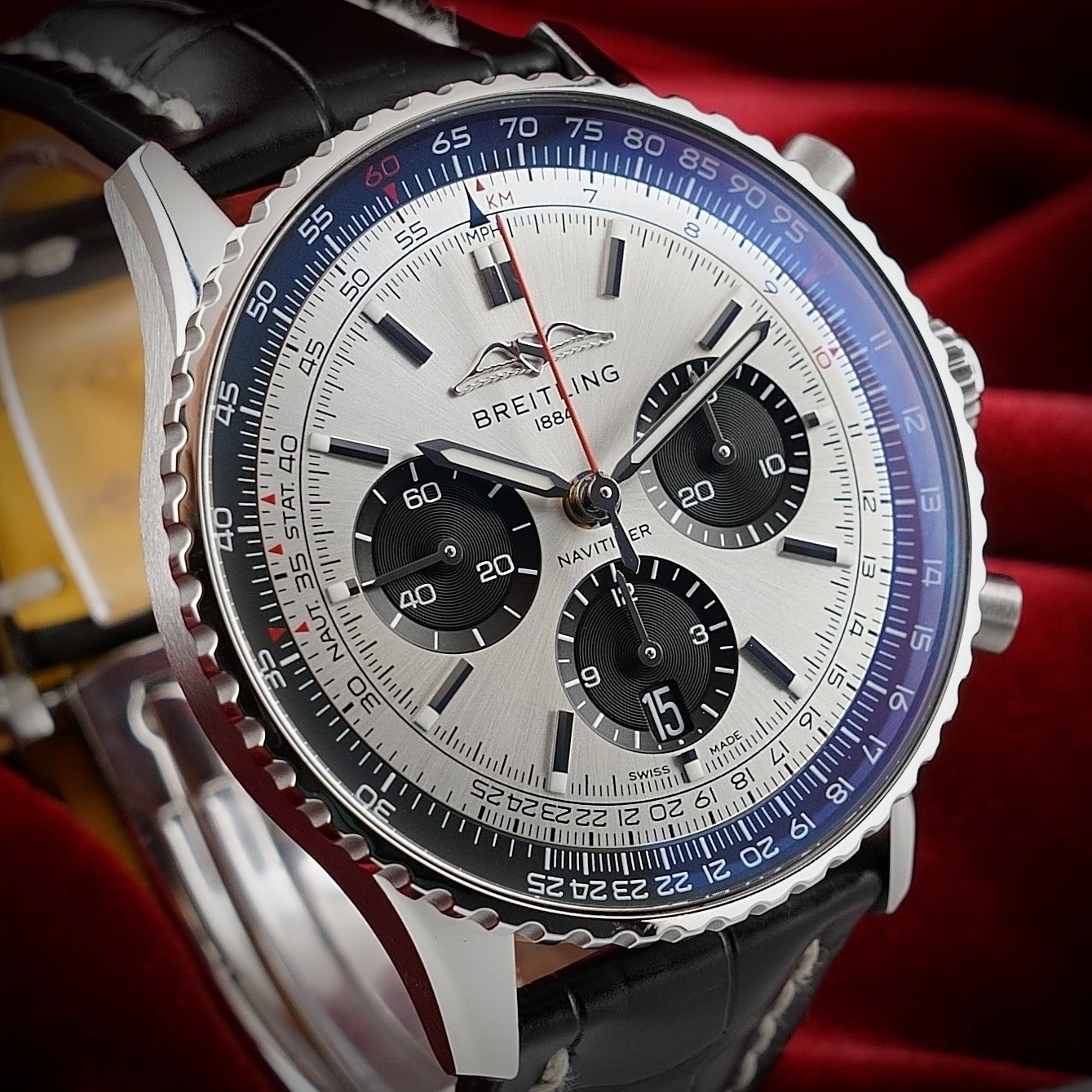 Breitling Navitimer AB0138 43mm Silver Dial -FULL SET- Bracelet & Strap WARRANTY