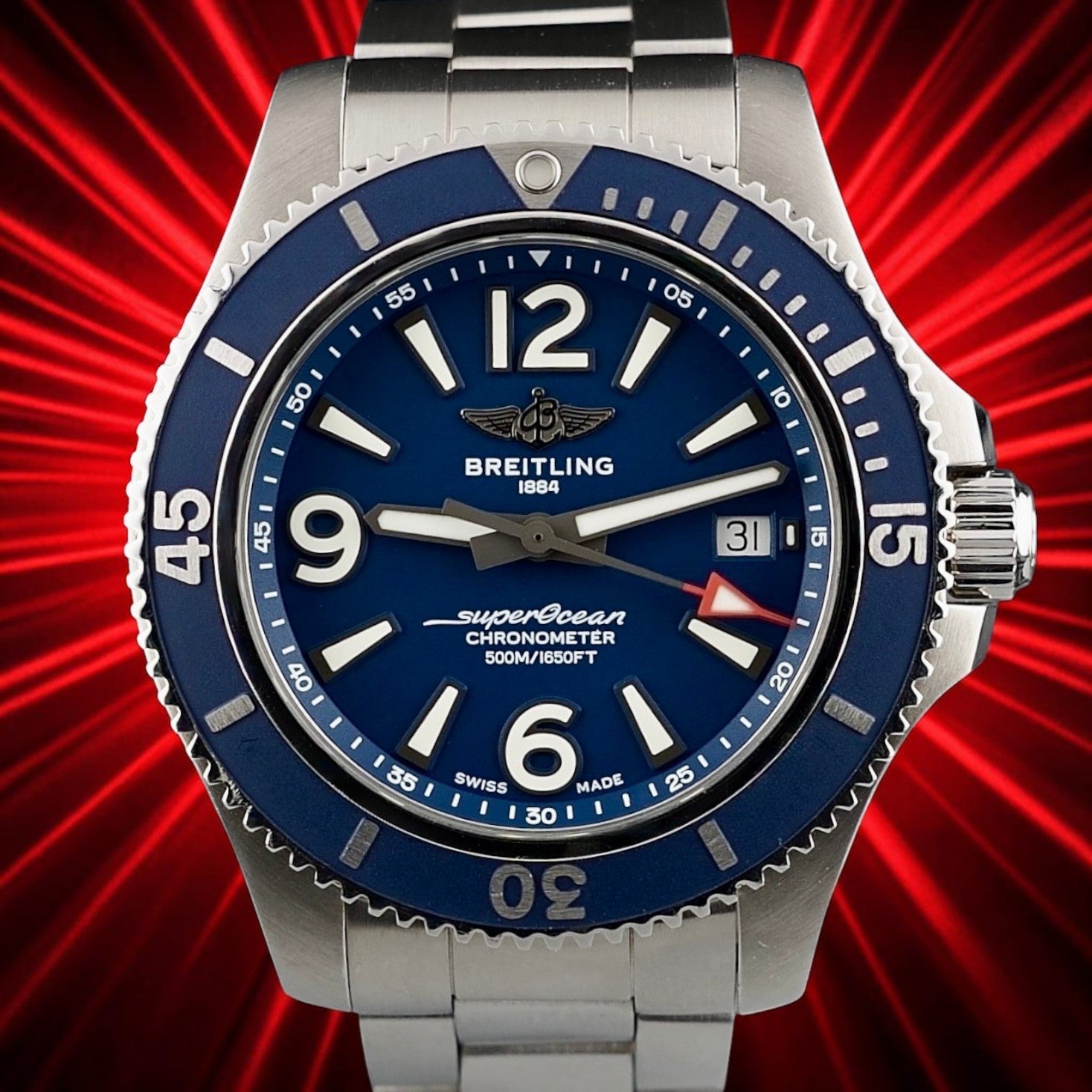Breitling Superocean A17366 - Blue Dial, 42mm, Box, Digtal Docs, Steel Bracelet
