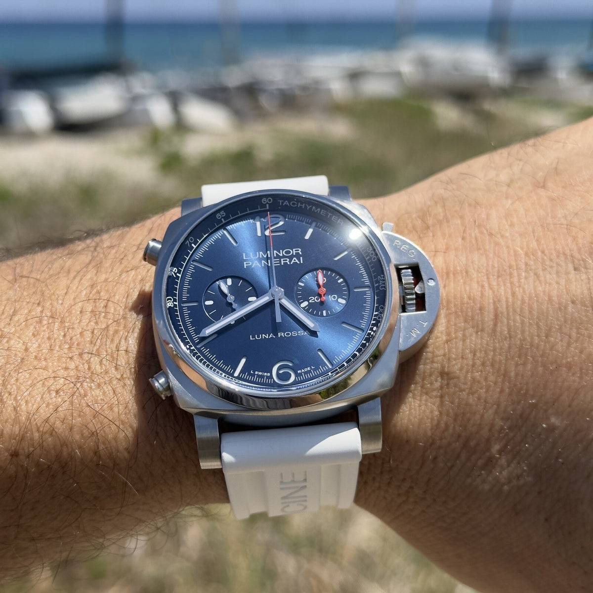 Panerai Luminor Luna Rossa Chrono Blue Dial Steel PAM01303 Full Set Limited Ed.