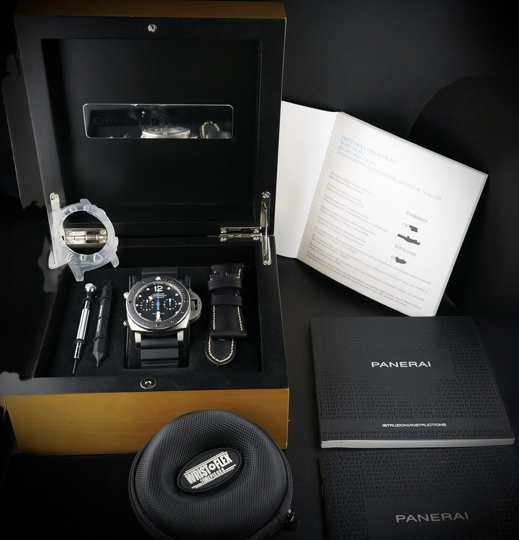 Panerai Luminor Submersible Flyback PAM00615 47mm Titanium Black Dial Box & Docs