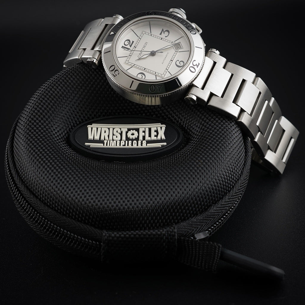 Cartier Pasha 40mm Automatic 2790 White Dial Steel Date Men’s Watch Box Bracelet