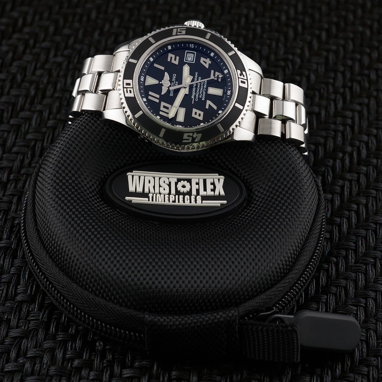 Breitling Superocean 42mm - Black Dial -Steel Bracelet & Extra Strap,  A17364