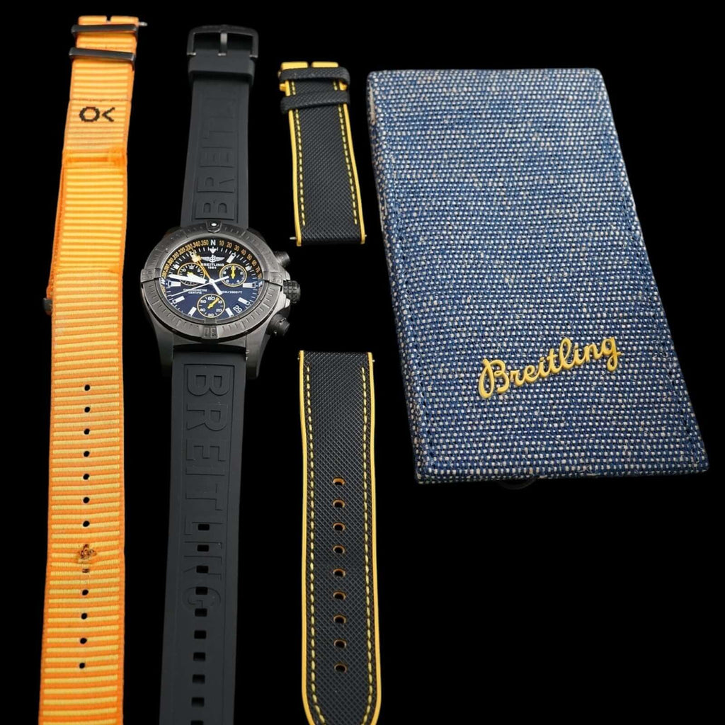 Breitling Avenger Seawolf Blacksteel Chron Limited Ed 1000 Pieces 45m 3 Straps