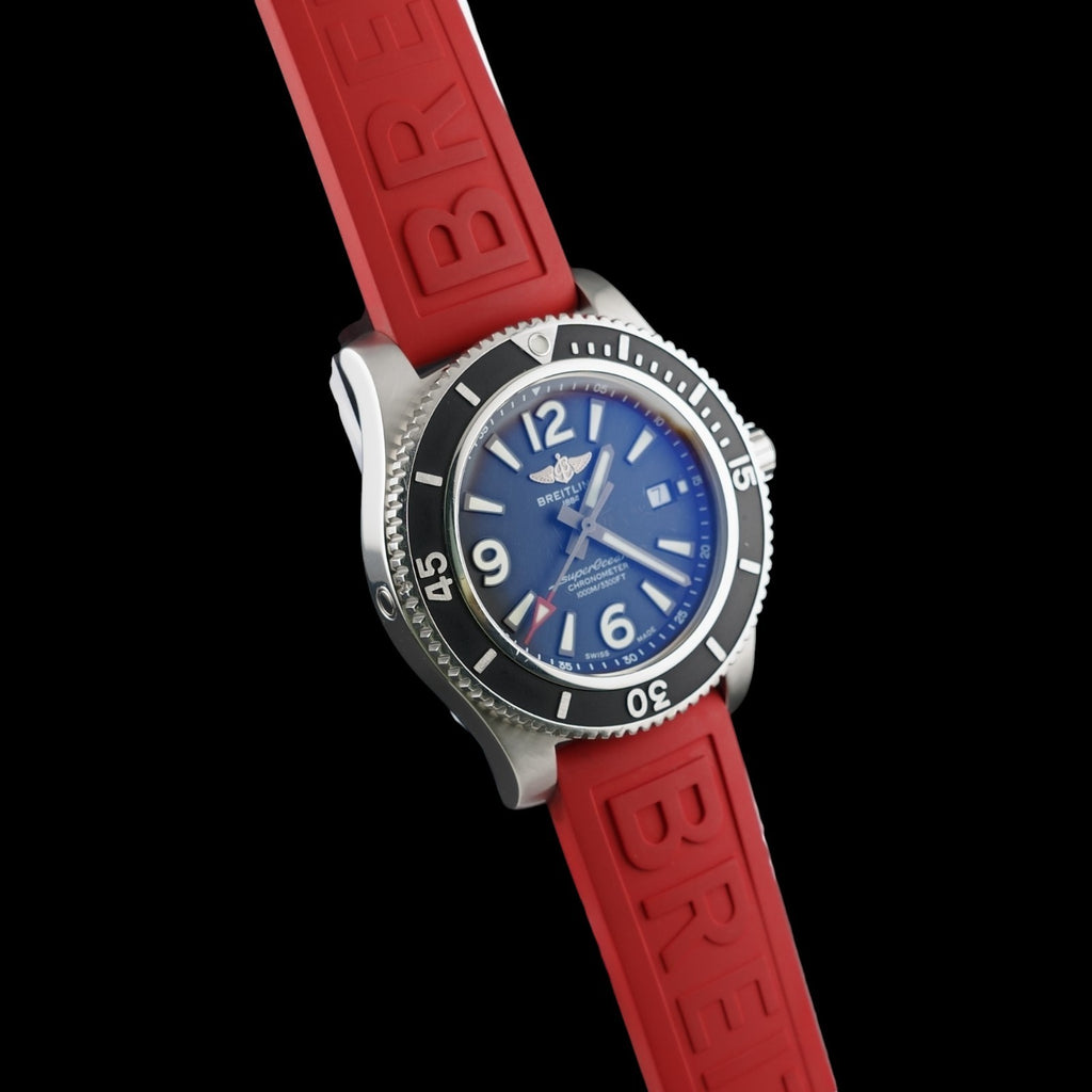 Breitling SuperOcean A17367 Automatic, 44mm, Black/Red Steel Braclet+Extra Strap