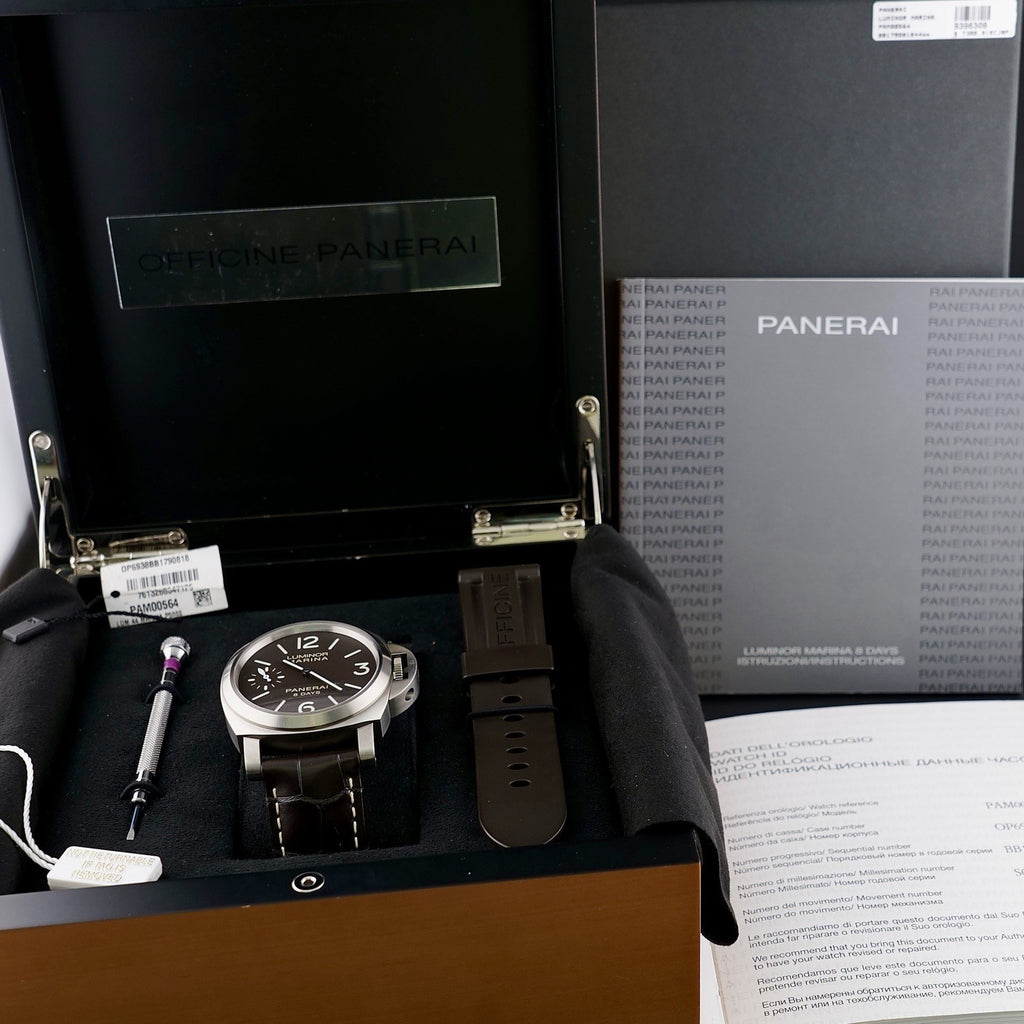Panerai Luminor Marina PAM00564 Brown Dial 8 Days Full Set Box Papers Two Straps