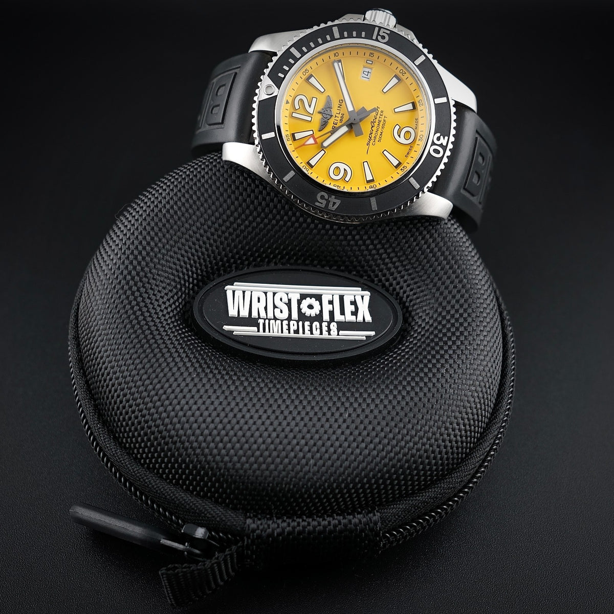 Breitling Superocean A17366 42mm Yellow Dial Rubber 2 Straps Box & Card 2022