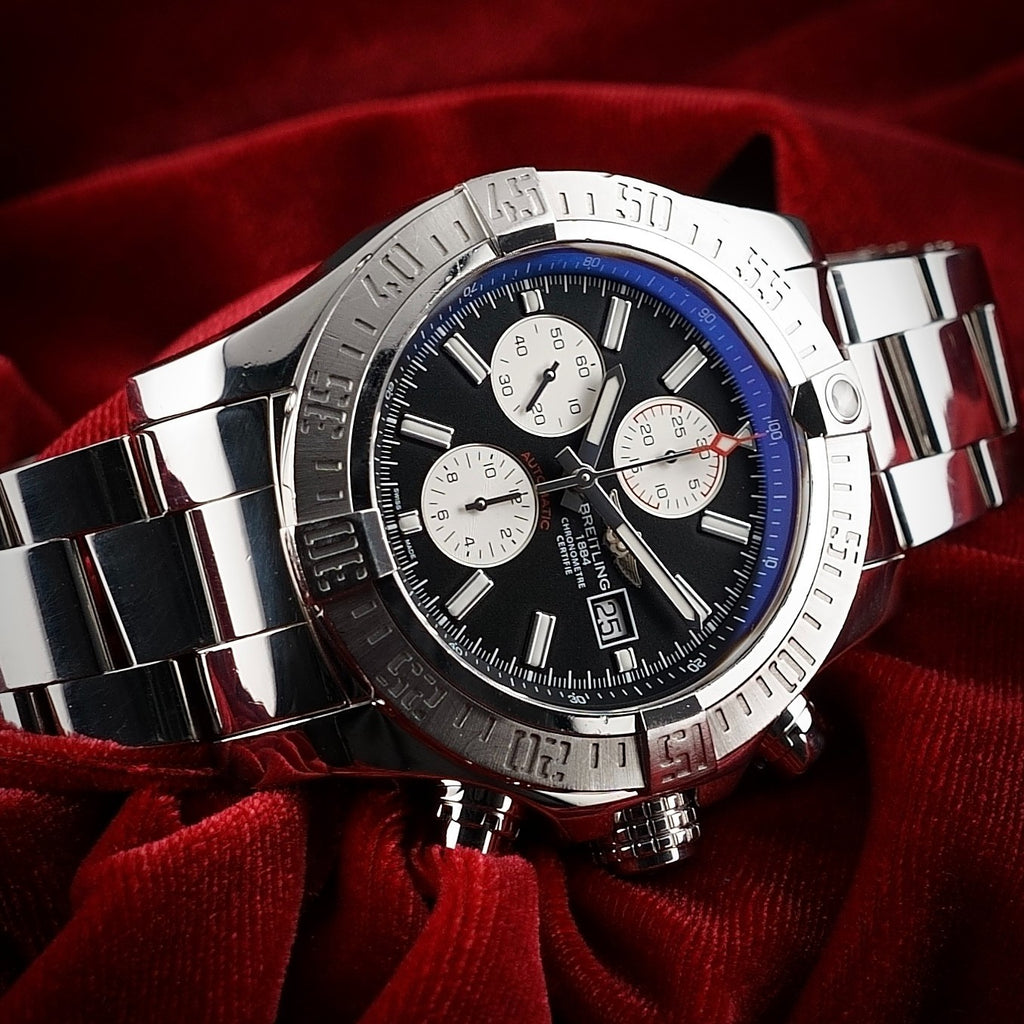 Breitling Super Avenger II 48mm A13371 Black Dial Chronograph Box & Digital Docs