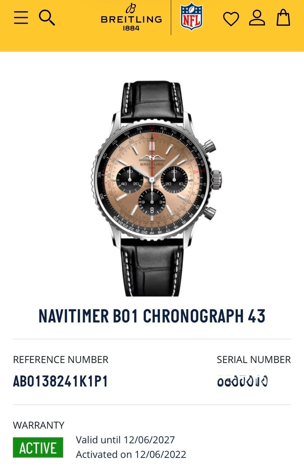 Breitling Navitimer B01 AB0138 43mm Copper/Black Dial, 3 Straps OEM 1YR Warranty