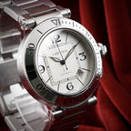 Cartier Pasha 40mm Automatic 2790 White Dial Steel Date Men’s Watch Box Bracelet