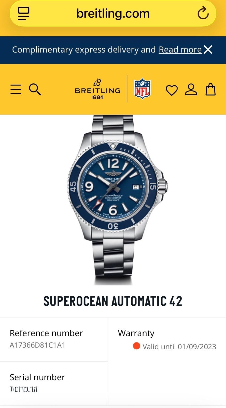 Breitling Superocean A17366 - Blue Dial, 42mm, Extra Strap & Steel Bracelet