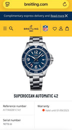 Breitling Superocean A17366 - Blue Dial, 42mm, Extra Strap & Steel Bracelet