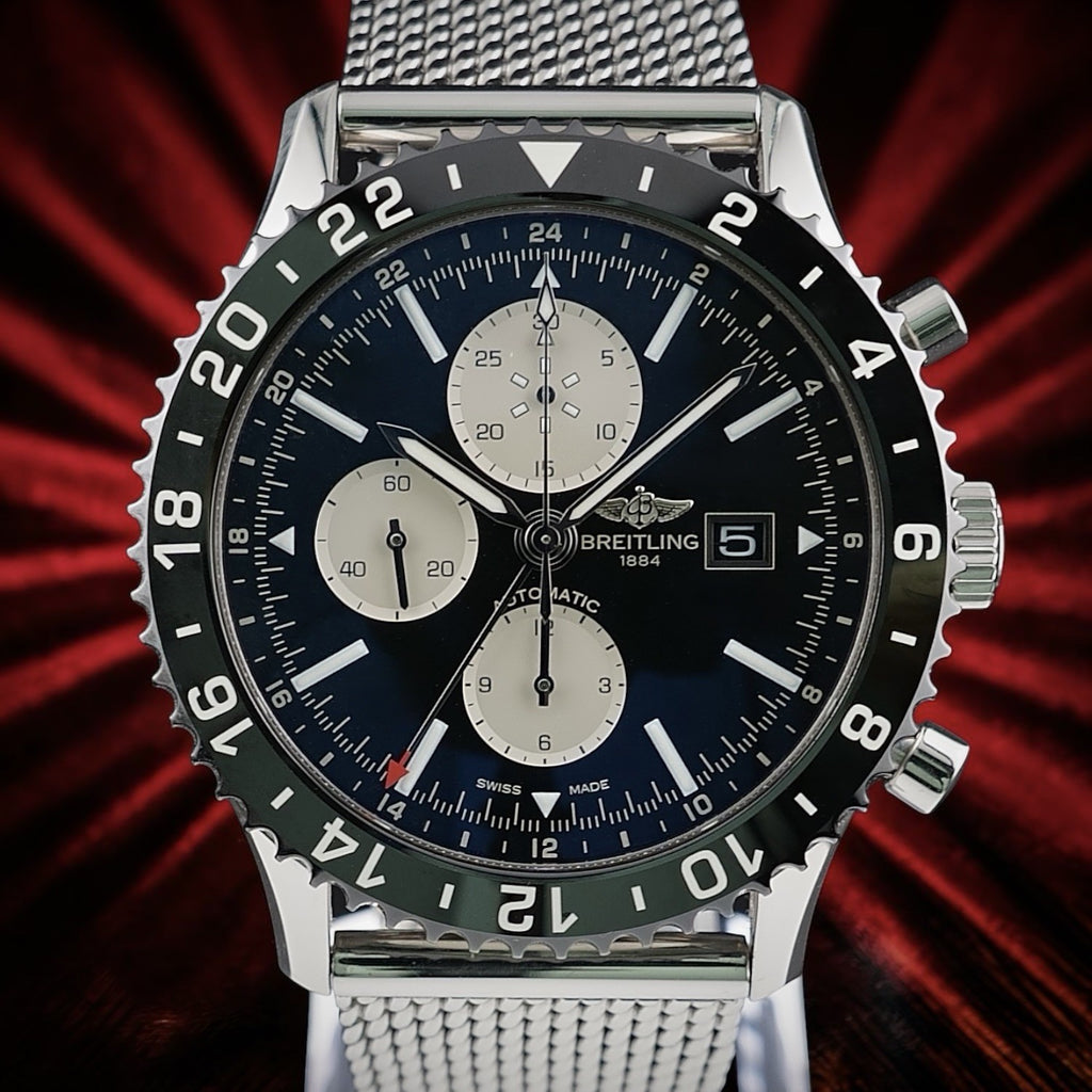 Breitling Chronoliner Y24310 GMT Chrono Reverse Panda Pilot Watch 46mm -Bracelet
