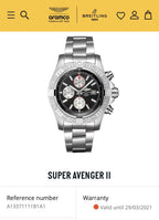 Breitling Super Avenger II 48mm A13371 Black Dial Chronograph Box & Digital Docs
