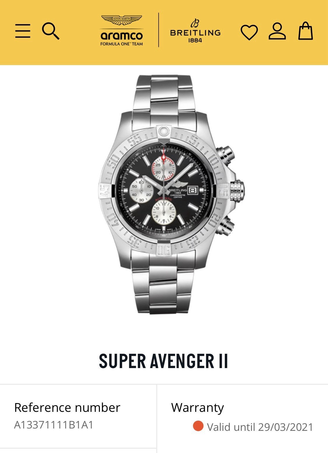 Breitling Super Avenger II 48mm A13371 Black Dial Chronograph Box & Digital Docs