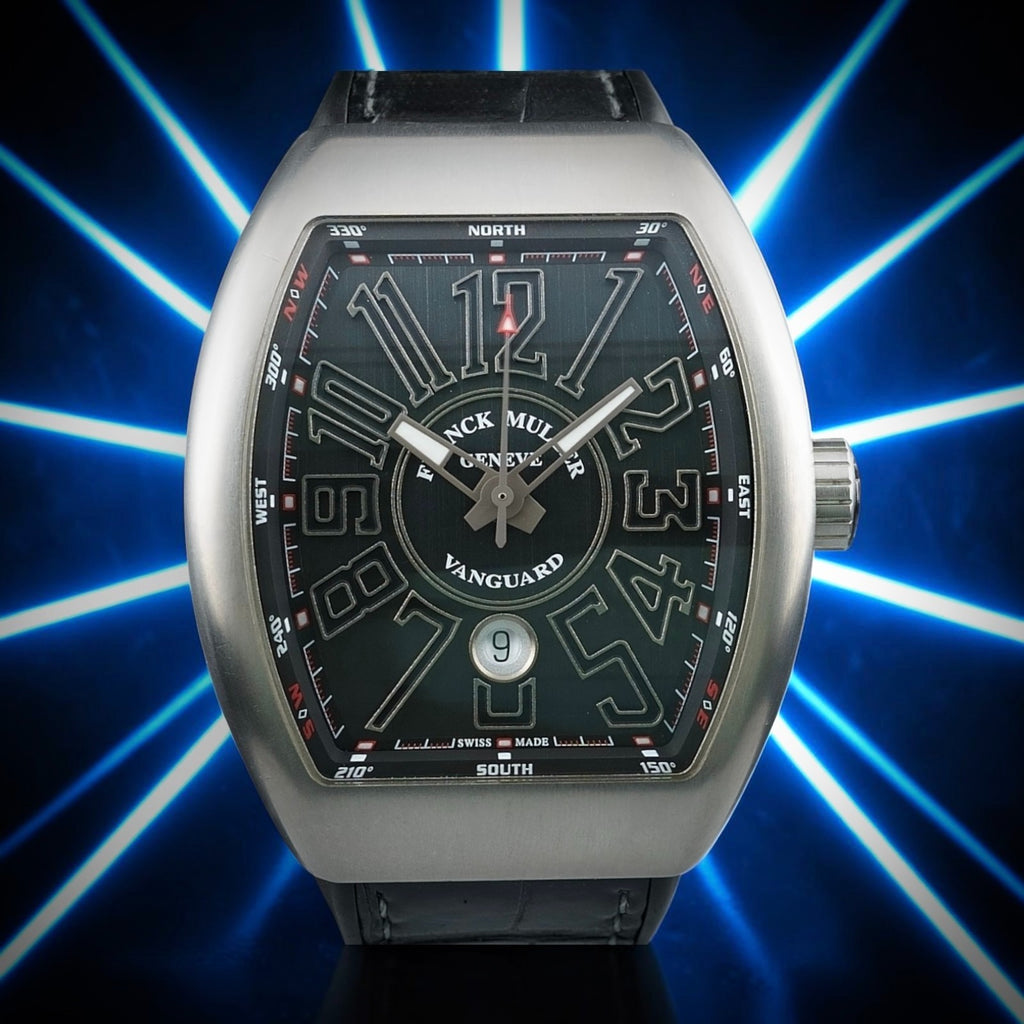 Franck Muller Vanguard V45 Titanium Black Dial Automatic Mens Watch Box Papers