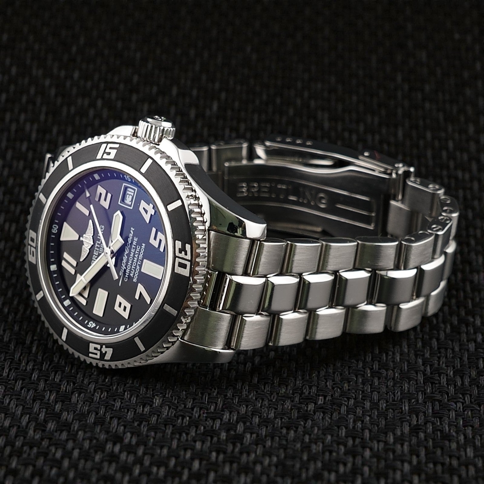 Breitling Superocean 42mm - Black Dial -Steel Bracelet & Extra Strap,  A17364