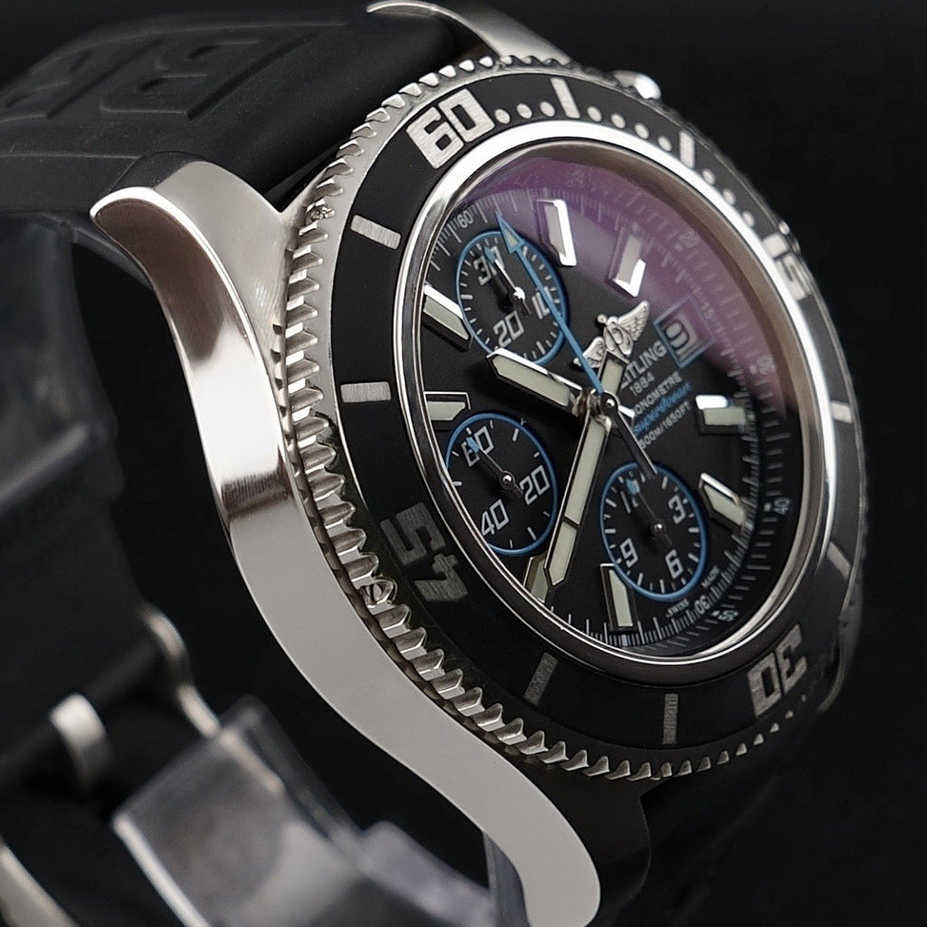 Breitling Superocean Chronograph A13341 Black/Blue Dial Steel Bracelet + Strap