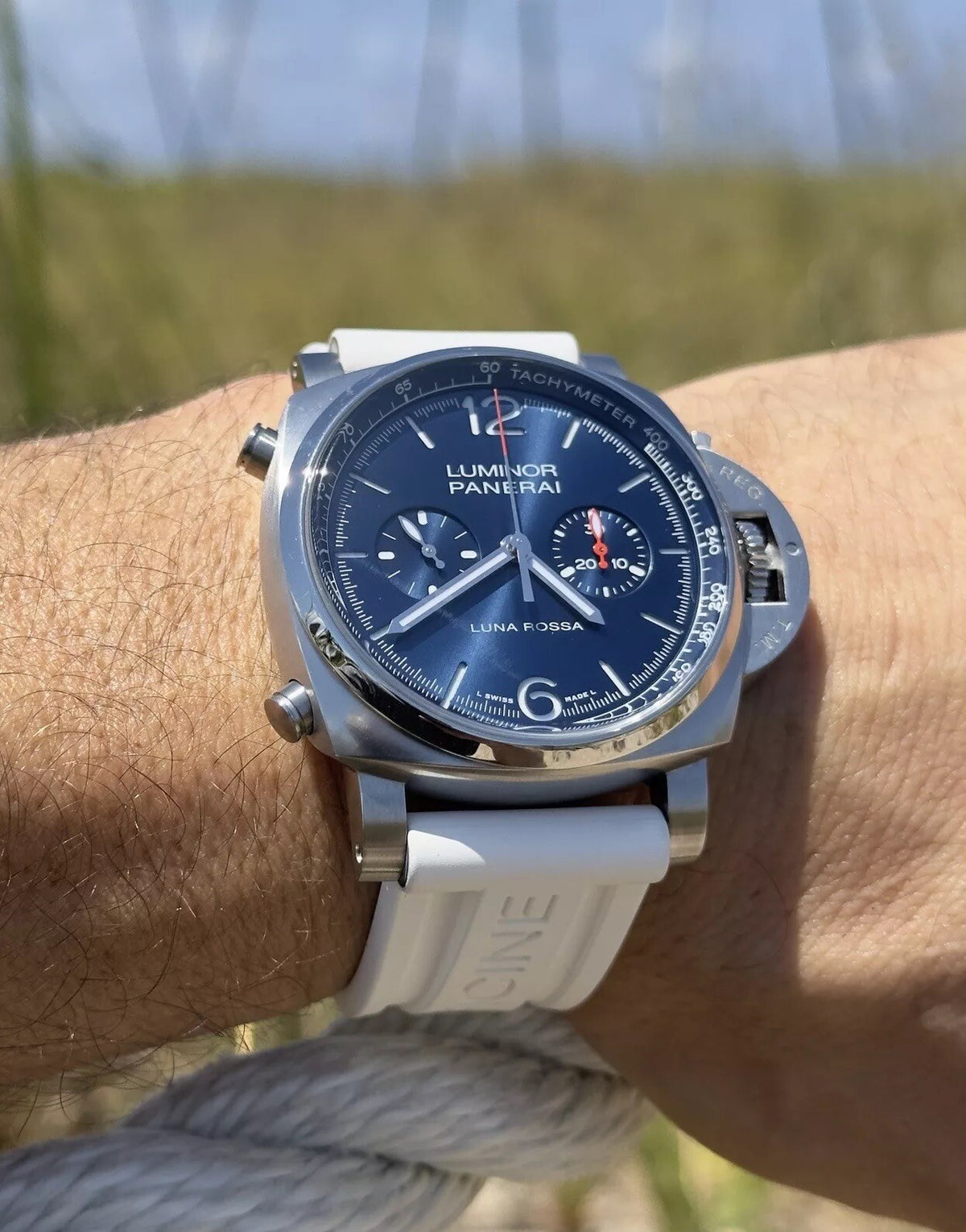 Panerai Luminor Luna Rossa Chrono Blue Dial Steel PAM01303 Full Set Limited Ed.