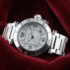 Cartier Pasha 40mm Automatic 2790 White Dial Steel Date Men’s Watch Box Bracelet