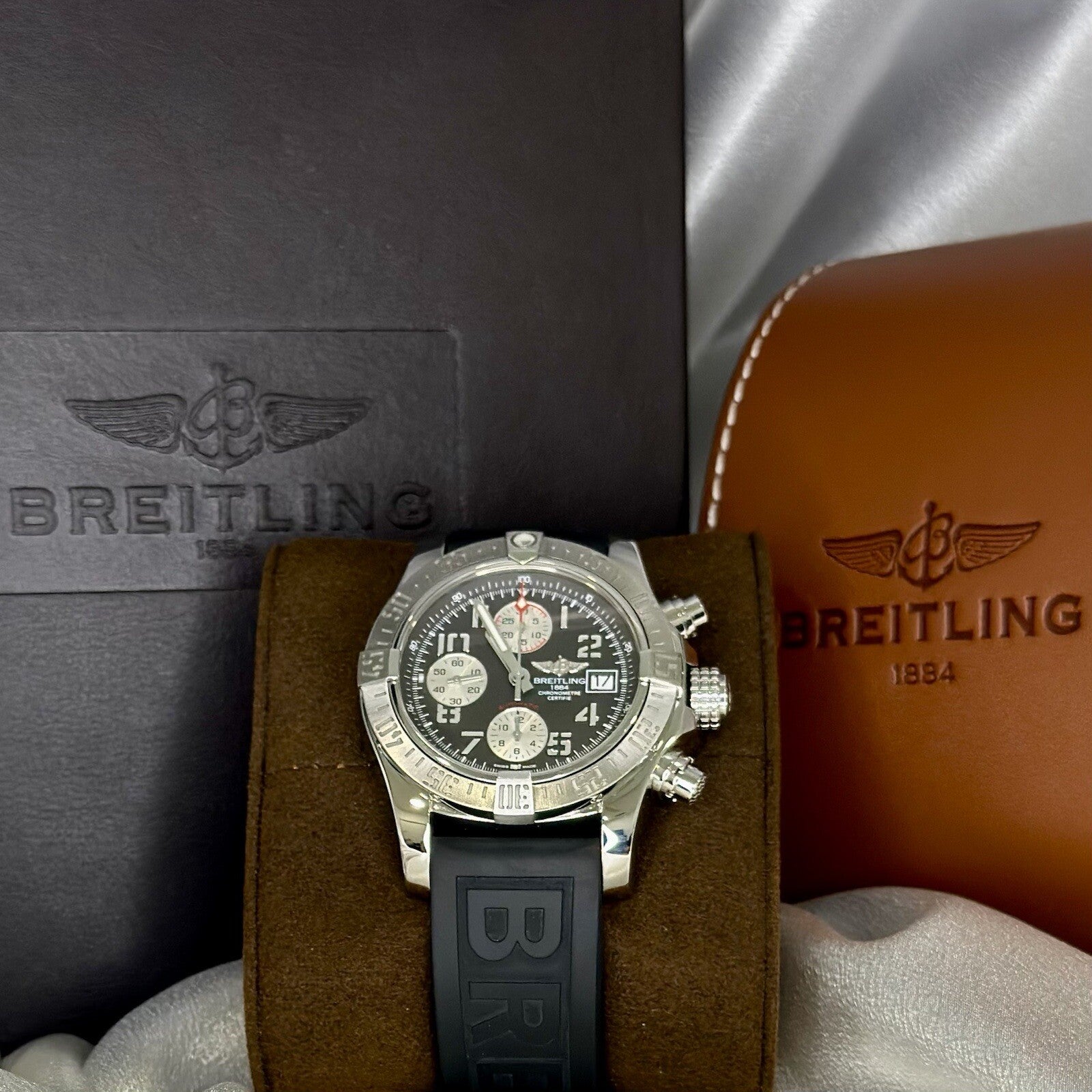 Breitling Avenger II 43MM Tungsten Gray Dial Rubber Strap (A1338111/F564)