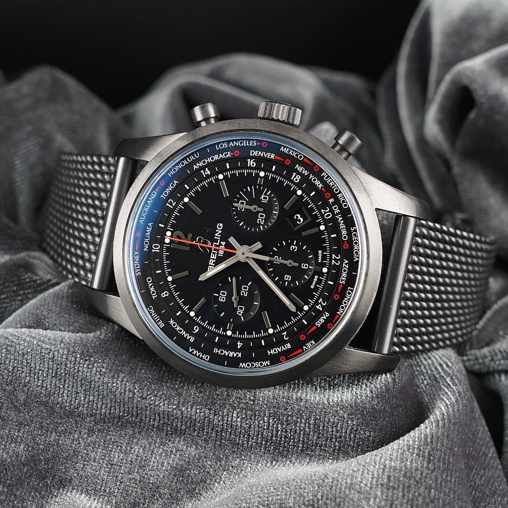 Breitling Transocean Unitime Pilot Blacksteel 46mm World Time - LIMITED to 1000