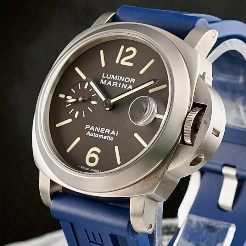 Panerai Luminor Marina PAM00240 Titanium 44mm Brown Dial, Full Set, Extra Straps