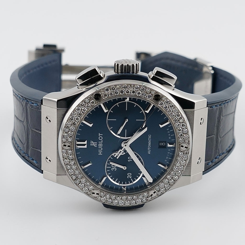 Hublot Classic Fusion Chronograph 521.NX.7170.LR Titanium -Custom Diamond Bezel