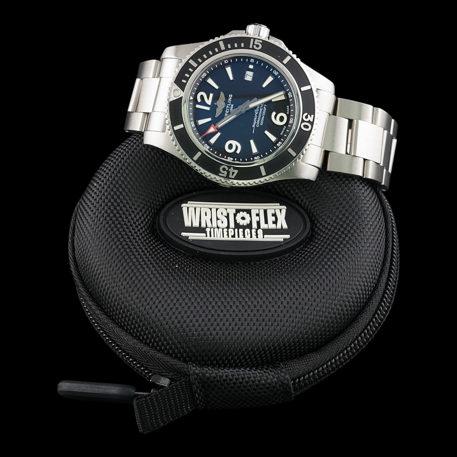 Breitling SuperOcean A17367 Automatic, 44mm, Black/Red Steel Braclet+Extra Strap