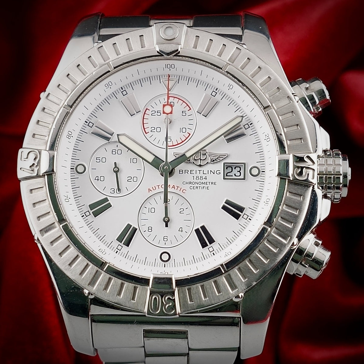 Breitling Super Avenger 48mm A13370 - White Dial Chronograph on Steel Bracelet