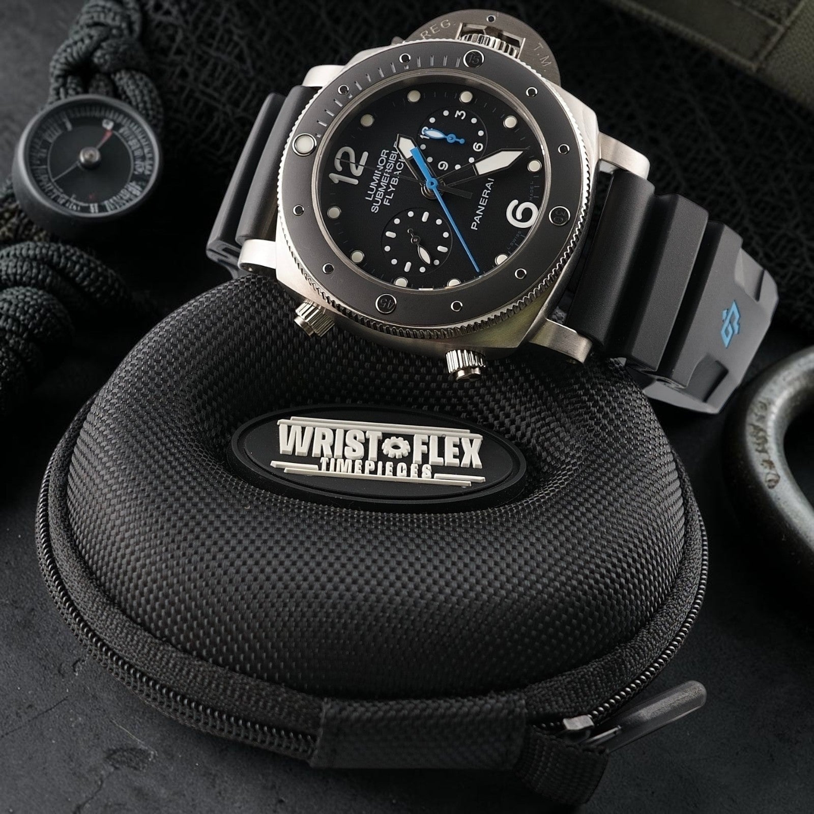 Panerai Luminor Submersible Flyback PAM00615 47mm Titanium Black Dial, 2 Straps