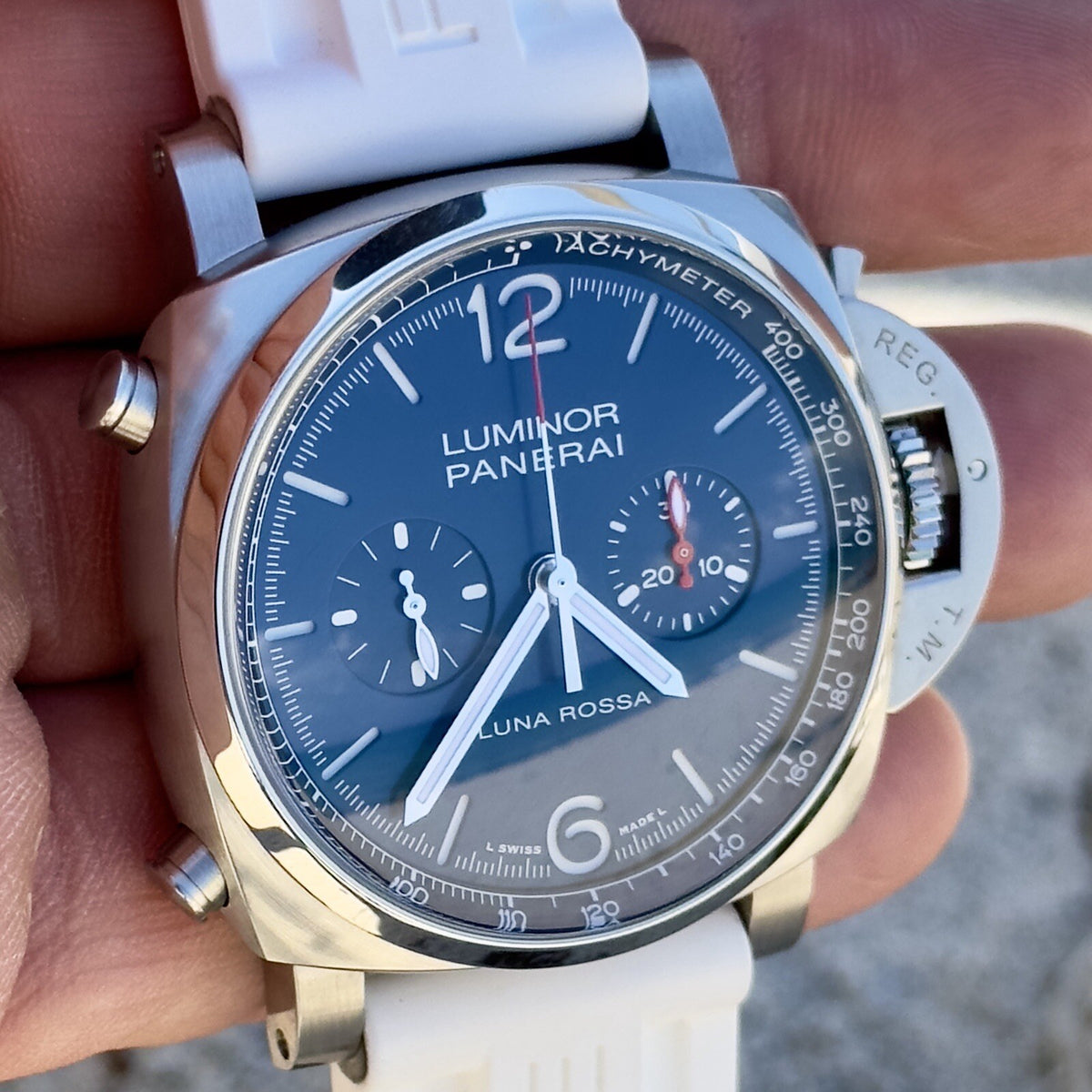 Panerai Luminor Luna Rossa Chrono Blue Dial Steel PAM01303 Full Set Limited Ed.