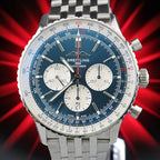 Breitling Navitimer B01 Chronograph AB0137 Blue 46m Bracelet FULL SET & WARRANTY