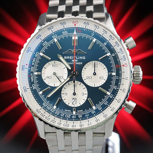Breitling Navitimer B01 Chronograph AB0137 Blue 46m Bracelet FULL SET & WARRANTY