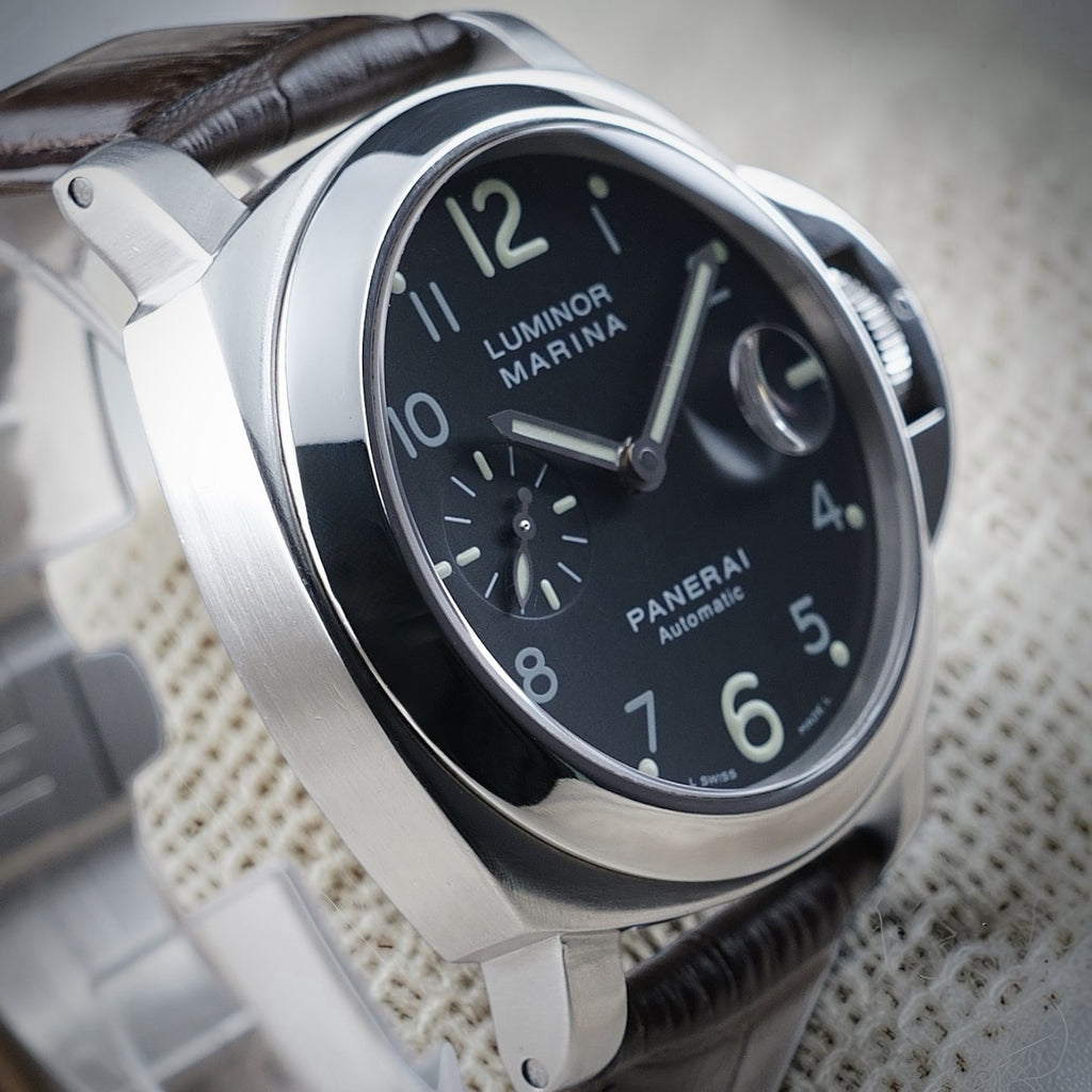 Panerai Luminor Men's Black Watch with Brown Leather Strap - PAM00164