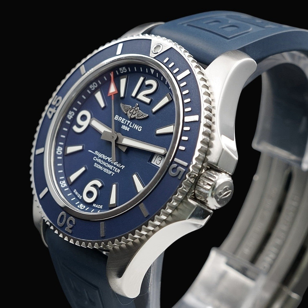 Breitling Superocean A17366 Diver Blue Dial 42mm Rubber Strap-Box & Digital Docs