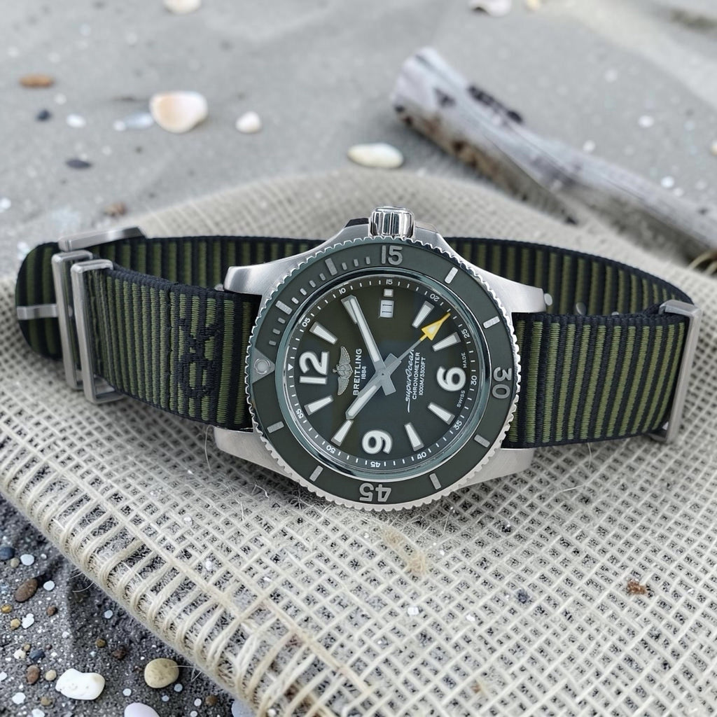 Breitling Superocean A17367 Automatic 44mm Outerknown Green Dial NATO Box & Docs