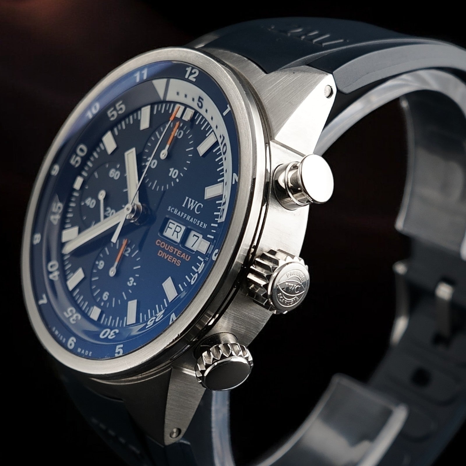 IWC Aquatimer Chronograph - 44mm Cousteau IW378201 - Blue Dial - Wood Inlay