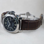 Panerai Luminor Marina PAM00104 44mm Black Dial Brown Strap + Rubber Strap