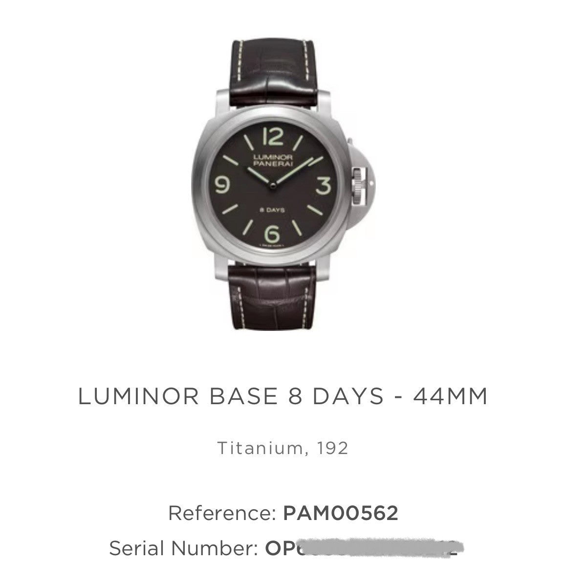 Panerai Luminor 8 Days Titanium 44mm PAM00562 Brown Dial Box Papers 3 OEM Straps